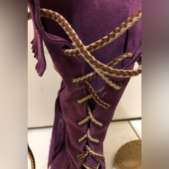 💜 Amimoc Purple Suede Fringe Boots 💜 - Picture 7 of 12